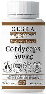 Кордицепс Экстракт 500мг Oeska 120 капсул | Cordyceps Militaris Extract | 40% полисахаридов 566254361 фото